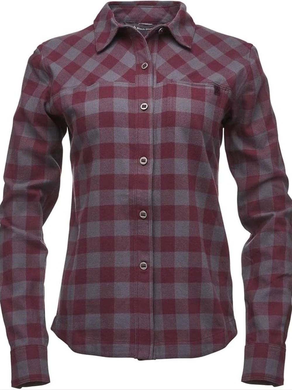 Black Diamond Women’s Spotter Flannel Burgundy and Grey Plaid - SMALL
